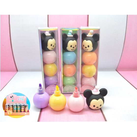 

Stabilo Mickey isi 3 warna pastel Highlighter Lucu Unik Tsum Gemes