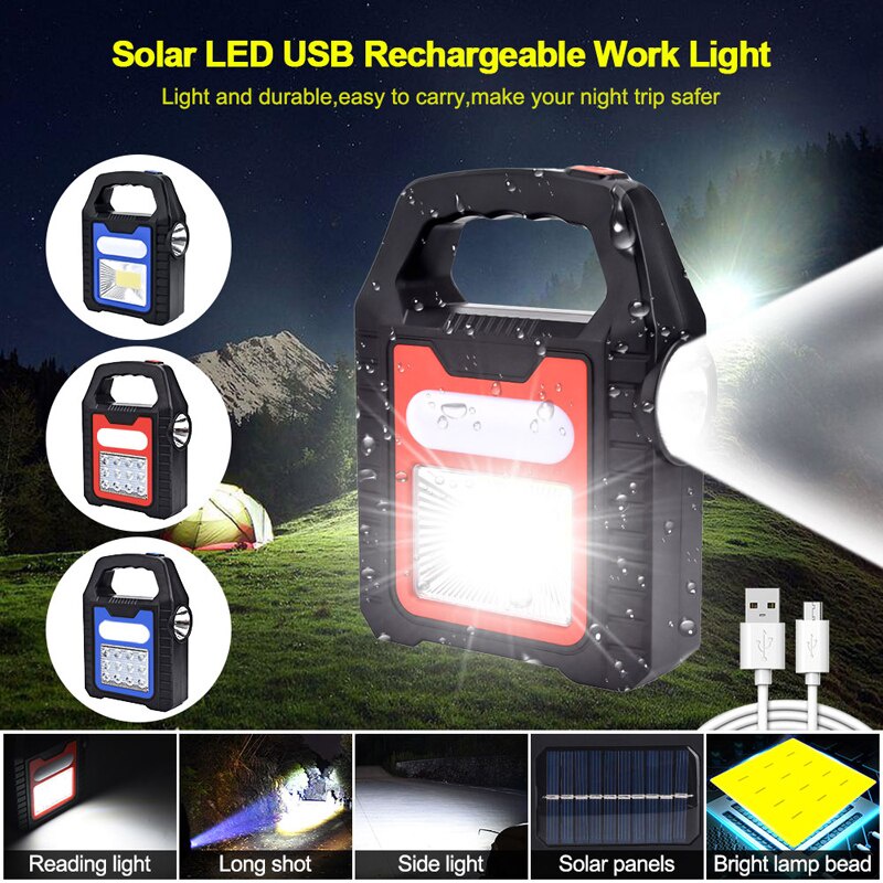 3 in 1 Solar Light USB Pengisian Rechargeable COB LED Camping Lamp Lampu Lentera Tahan Air Senter Darurat