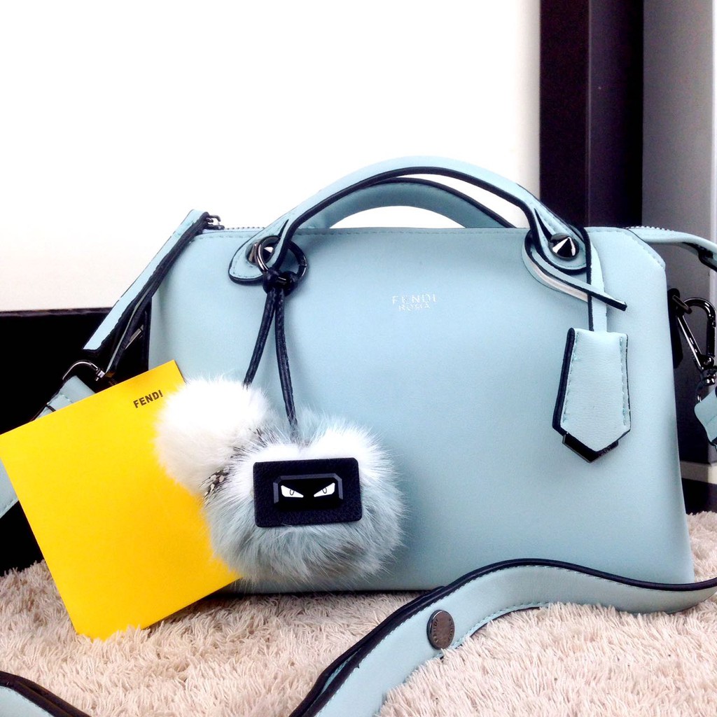 FENDI BY THE WAY MEDIUM BAG BLACK HARDWARE WITH MONSTER DOUBLE CHARM 6048