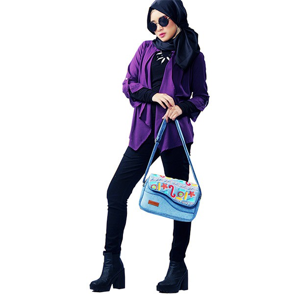 Tas Selempang Jeans Kulit Mokamula FALEEN BAG ANOKI untuk Wanita