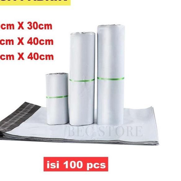 

➮ [100Pcs] PLASTIK POLYMAILER PLASTIC PACKING ONLINE Warna Putih Tebal - 25cm x 40cm, Putih ➦