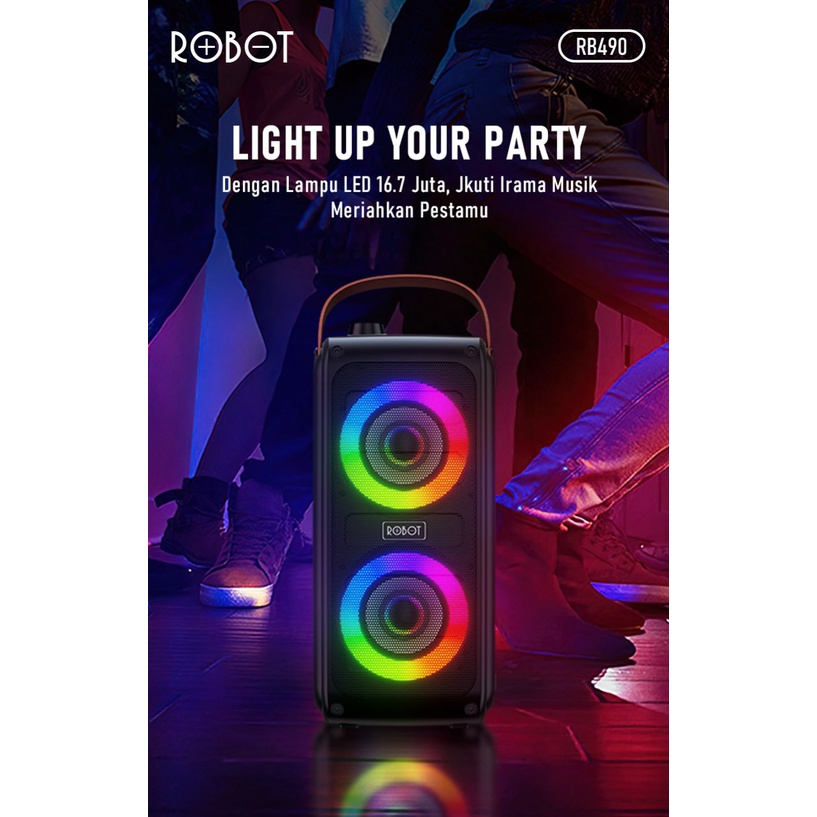 Robot RB490 BOOMBOX Portable Bluetooth Karaoke Bluetooth Speaker + Mic