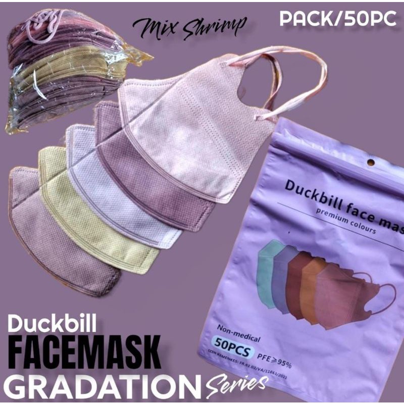 READY STOK DUCKBILL FACE MASK MIX WARNA WARNI PELANGI MERK FACE MASK WARNA WANITA PRIA RAINBOW