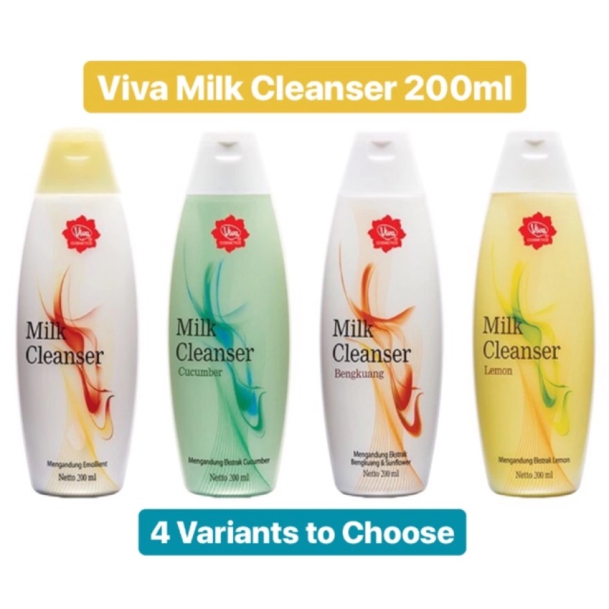 [100 ml] Viva Milk Cleanser Pembersih Wajah Cucumber / Bengkoang / Lemon / Green Tea / SPIRULINA