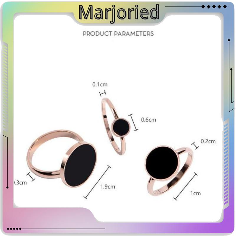 Cincin Titanium Premium Anti Karat Lapis Emas 18K Bentuk Bulat Cincin Wanita Bulat Hitam Anti Hitam-MJD