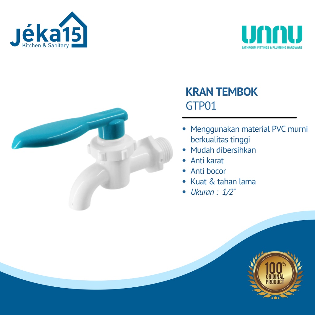 KRAN TEMBOK PLASTIK | KRAN BAK MANDI 1/2&quot; | KRAN UNNU GTP-01