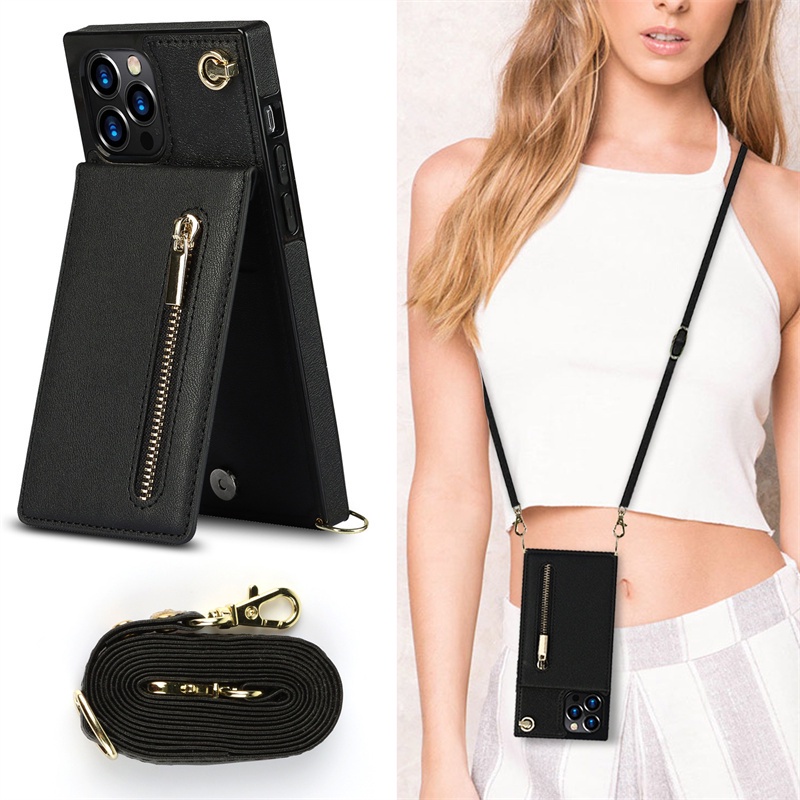 iphone 14 Card Case Cross-Body Strap lanyard Iphone11 pro max Coin Purse Mobile Phone Shell iphone 1