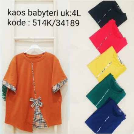 Blouse Bigsize 4L Kaos Jumbo Simple Polos Kombinasi Katun