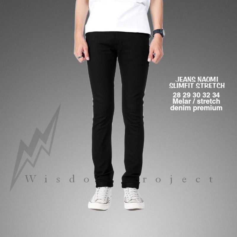 Wisdom Project Jeans Naomi Slim Fit Black Premium Stretch Denim Pria