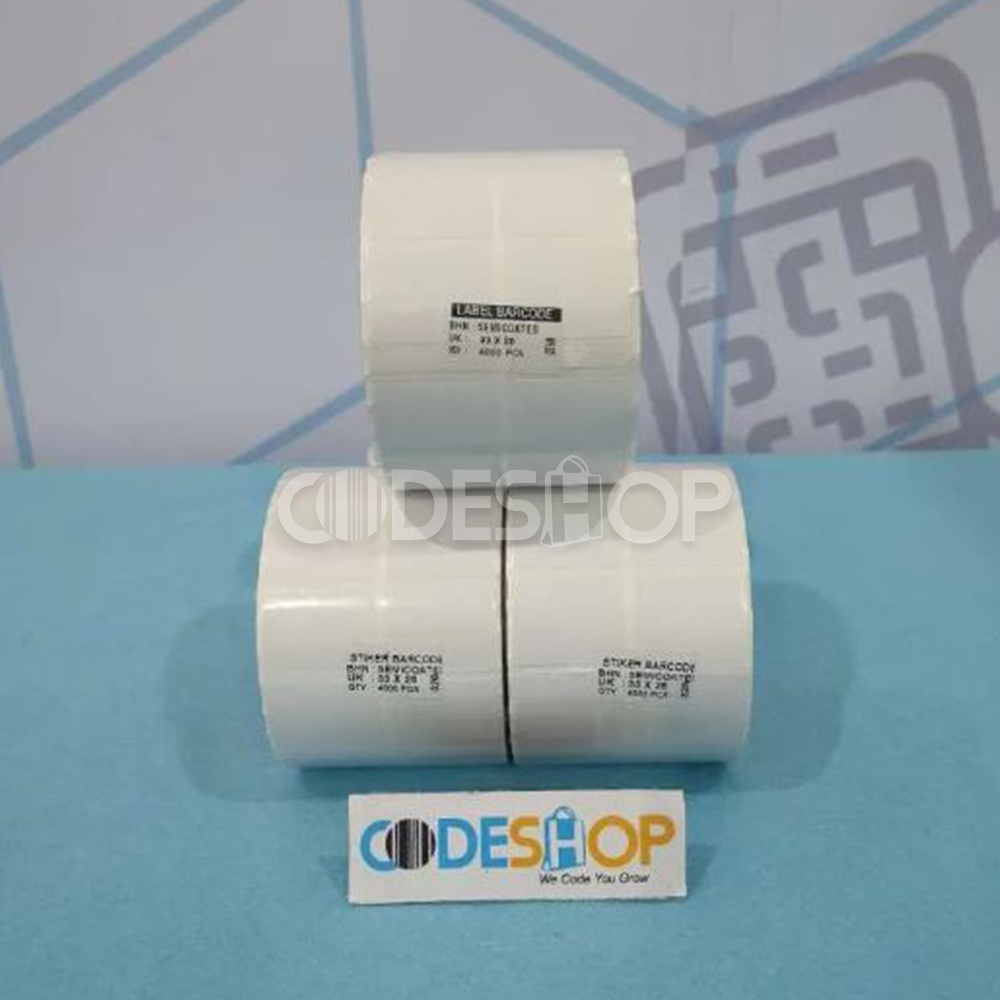 Label Barcode Semicoated 30 x 35 2 Line Core Besar