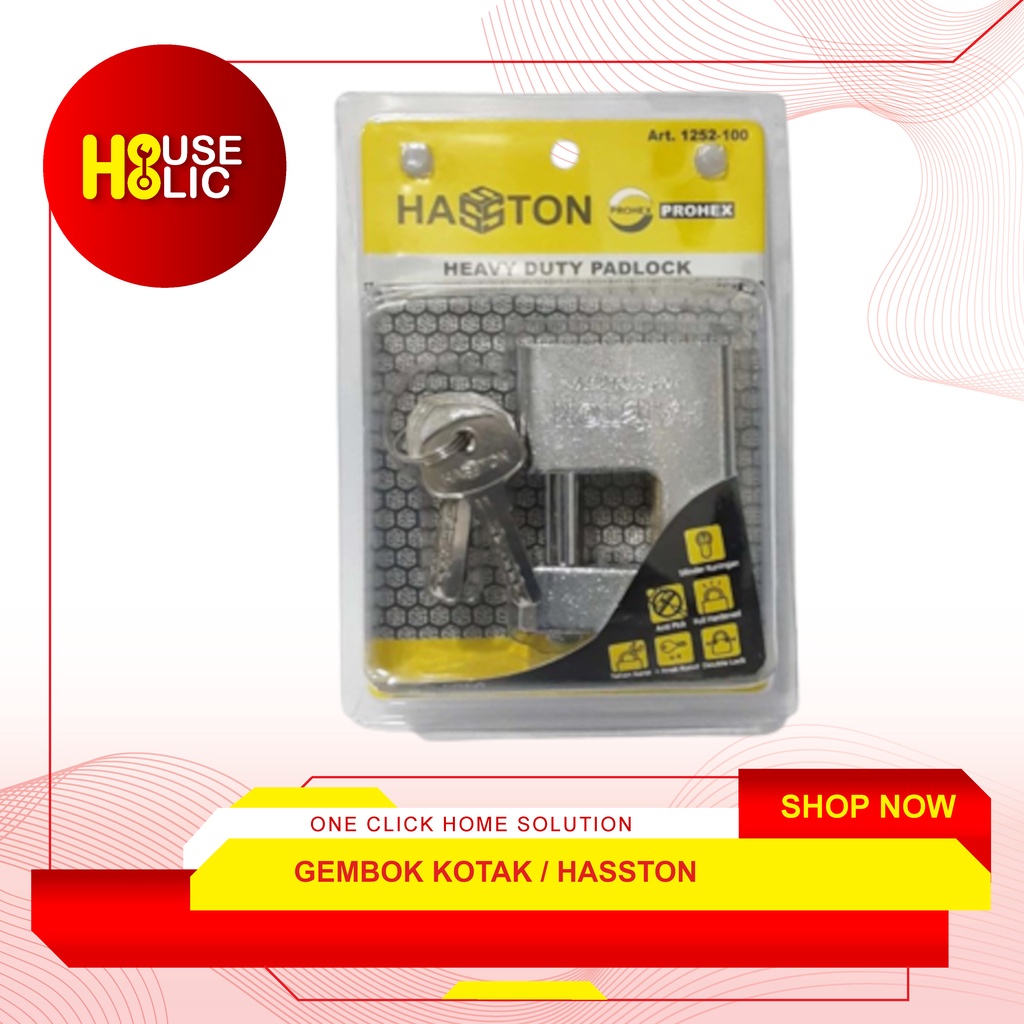 Gembok Kotak 85mm / Gembok Rumah Pagar / Padlock Hasston (1252-100)