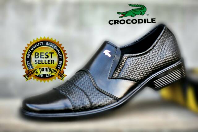 SepatuPria Crocodile Pantofel SemiKulit Swedian Asli Garut