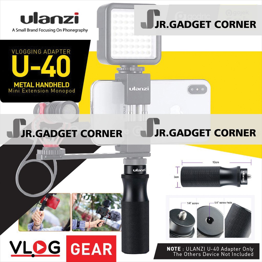 ULANZI U-40 Universal Metal Handle Vlogging Hand Grip for Smartphone HP Camera Vlog U40