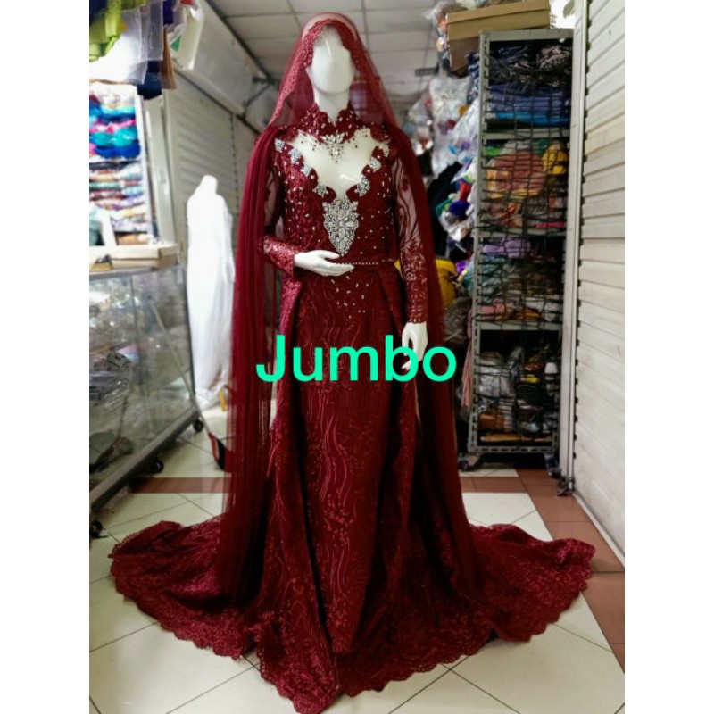 Gaun Pengantin Slim Mutiara Jumbo Marun, Navy, Silver, Moca, Ijo Botol, Rose Gold PO 7 Hari