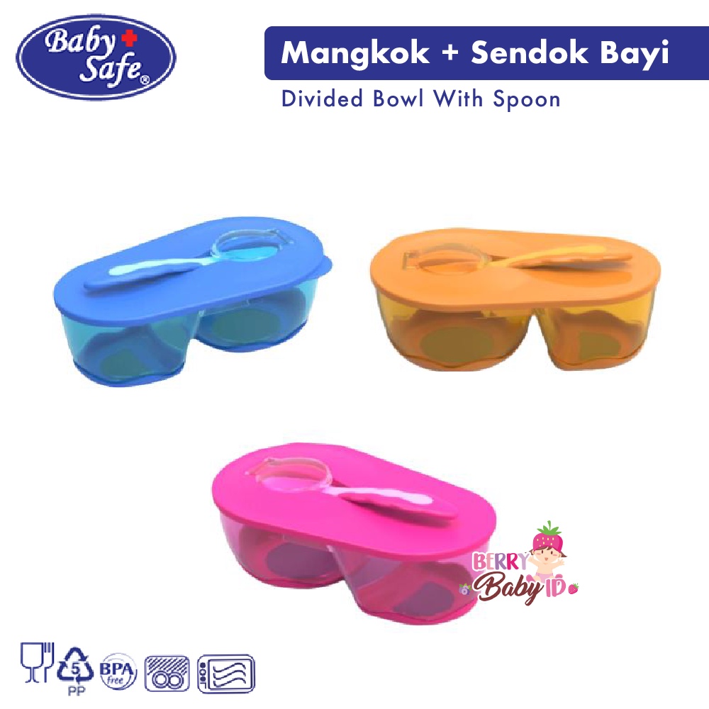 Baby Safe Devided Bowl With Spoon Set Mangkok dan Sendok Bayi AP010 BBS025 Berry Mart