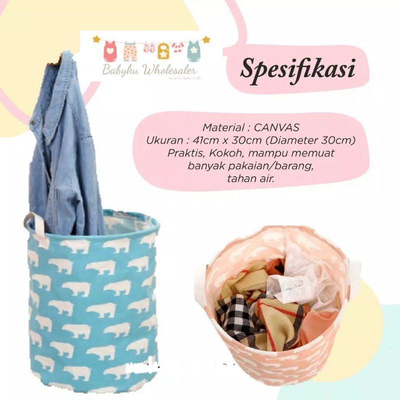 Keranjang baju kotor / Laundry bag kanvas / Keranjang lipat