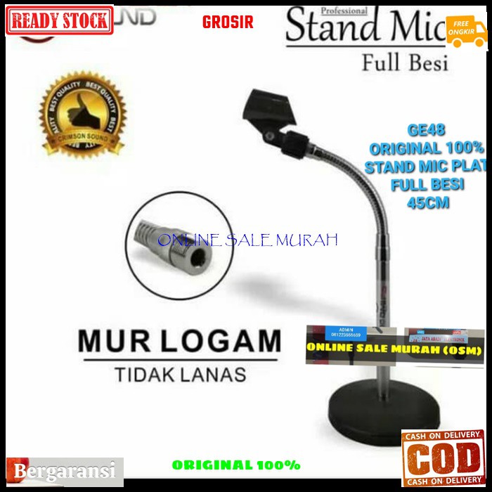 G48 Stand mic meja full besi original 100% holder mik table standing microphone mimbar podium mik penyangga mikrophone tiang pegangan Fleksible flexsible karaoke musik DJ  Bisa segala jenis MICROPHONE JAMINAN ANTI JATUH FULL BESI  Dapet holder Tinggi : 30