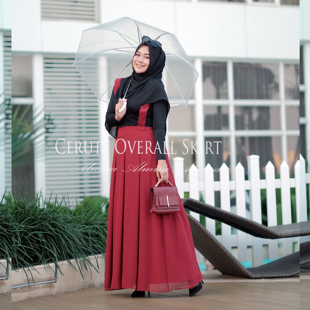 Baju Kodok Wanita Rok Panjang Sifon Chiffon Ceruty Overall Almira