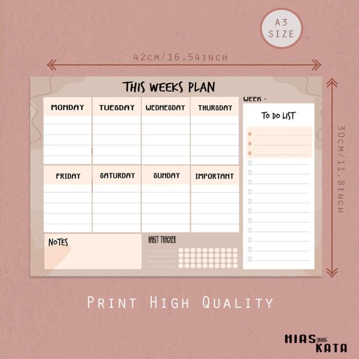 

Book Aesthetic Weekly Planner Board This Week Plan (Free1Pcs Spidol)