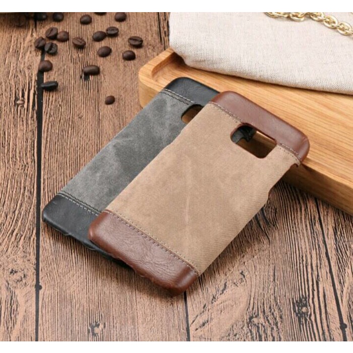 JEANS PATTERN LEATHER CASE/CASING SAMSUNG GALAXY S7 / EDGE - HARD CASE - Hitam, Samsung S7