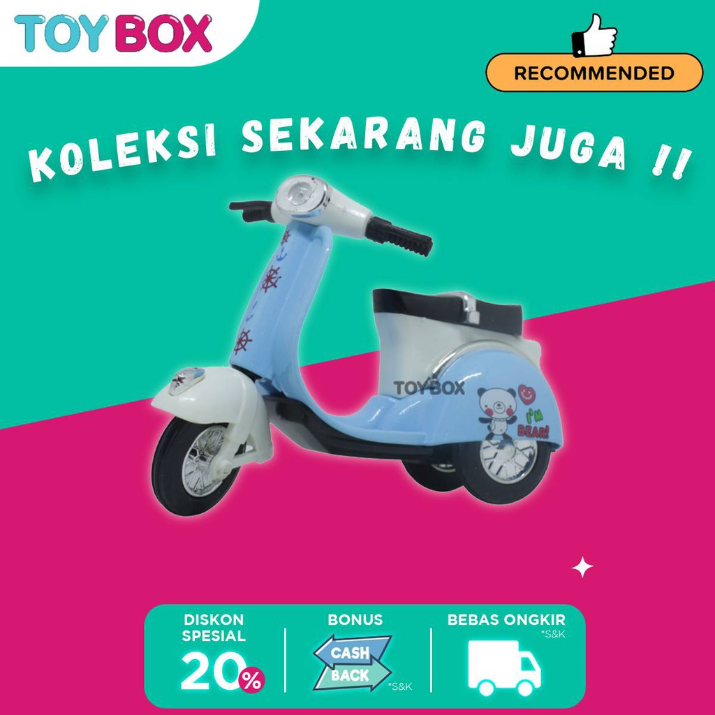 DIECAST MOTOR VESPA METAL / MINIATUR SKUTER / MAINAN ANAK LAKI LAKI