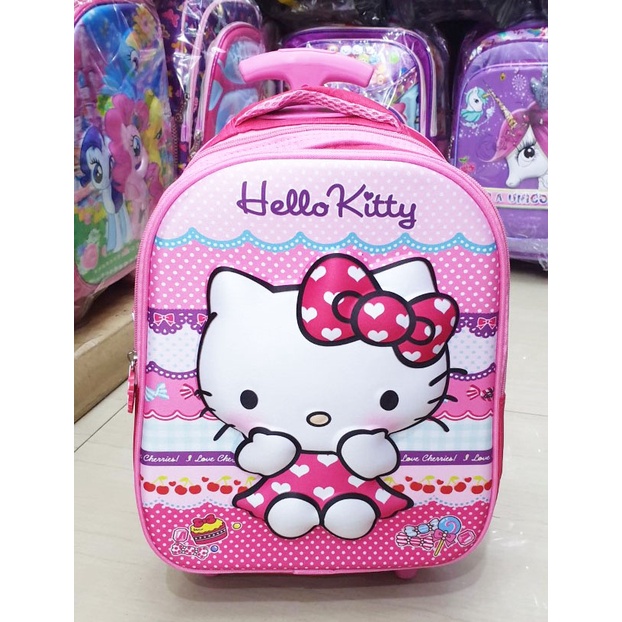 SALE TERMURAH Tas Roda Dorong Trolley Anak PEREMPUAN Sekolah TK KARAKTER PUTRI LILAC MAHKOTA 3D TIMBUL ( Lily Candy Istana 13inch dan VALE 14inch )