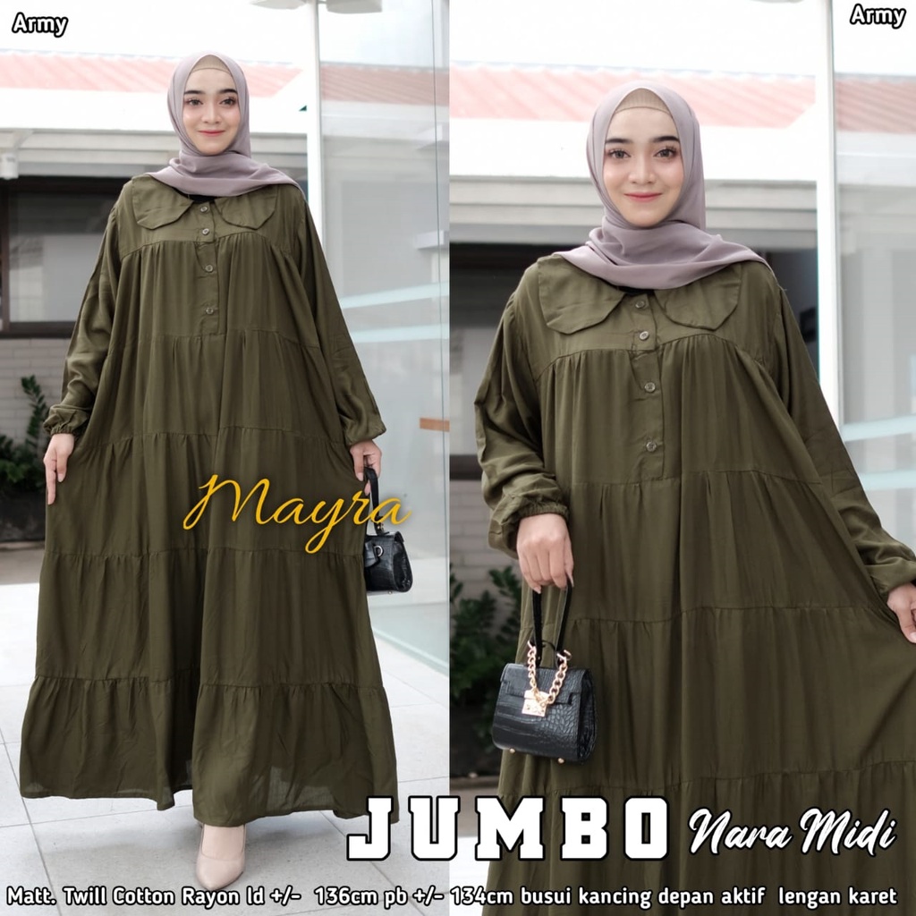 Baju GAMIS XXXXL LD 140 JUMBO Super PB 140 TOYOBO - BADAN GEMUK IBU HAMIL UKURAN BIG SIZE 298-NARA ARMY