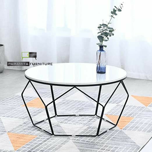 Paramita Meja Tamu Bundar  Coffe Table Marmer Besi Minimalis