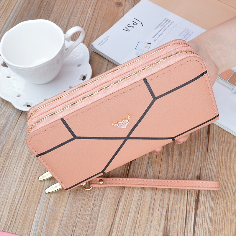 DOMPET PANJANG WANITA IMPORT 2 RESLETING KULIT HITAM PIRLA WA482B5 ORI TALI PENDEK BESAR MUAT HP KARTU UANG KOIN REMAJA KEKINIAN MURAH CEWEK FASHION KOREA PREMIUM