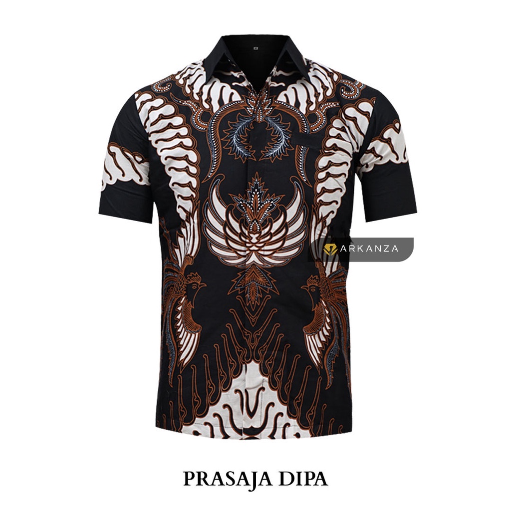 BATIK ARKANZA Motif PRASAJA DIPA Hem Atasan Kemeja Baju Batik Pria Cowok Laki Laki Slimfit Full Lapis Furing Lengan Panjang Lengan Pendek Original Asli