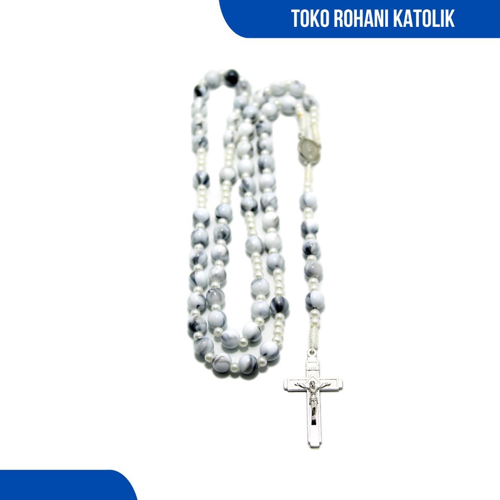 ROSARIO KALUNG BATU ALAM / KALUNG ROSARIO BATU BLOROK PUTIH/ KALUNG SALIB / SALIB ROSARIO / ROSARIO KATOLIK / KONTAS