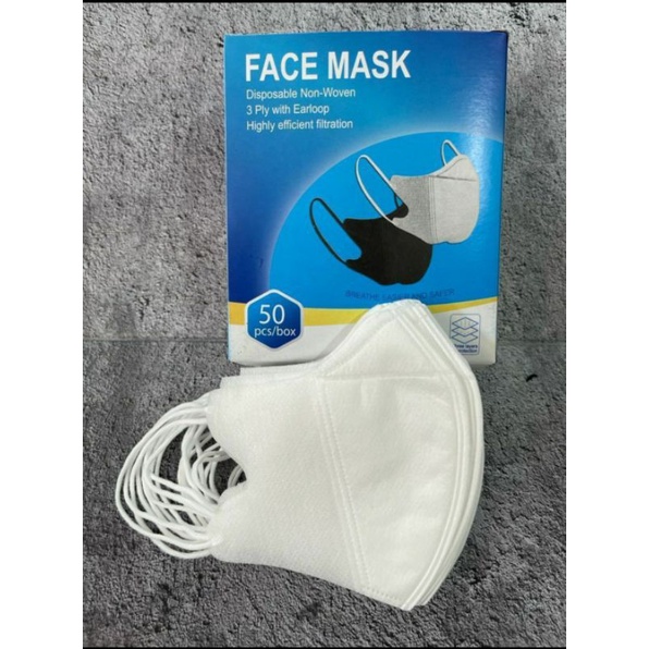 Masker duckbill putih hitam isi 50 pcs / Masker duckbill facemask hitam putih isi 50 pcs