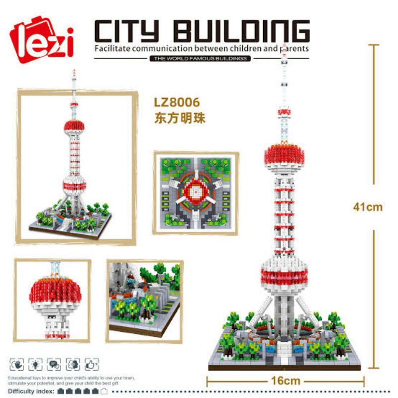 Block Architecture City Building Blocks Lezi LZ8006 Oriental Pearl Radio