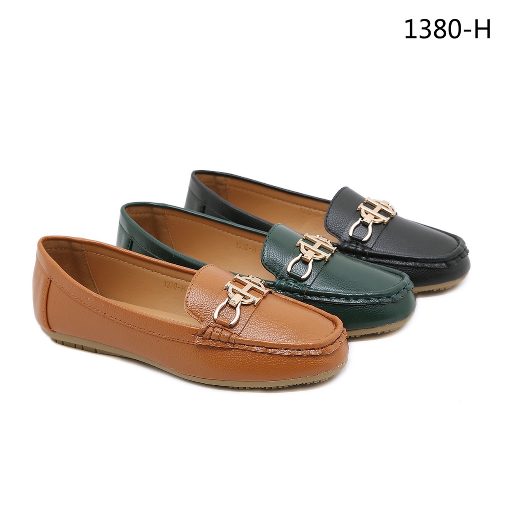 H Leather 'H' Iconic Wonen Flat Shoes #1380-H