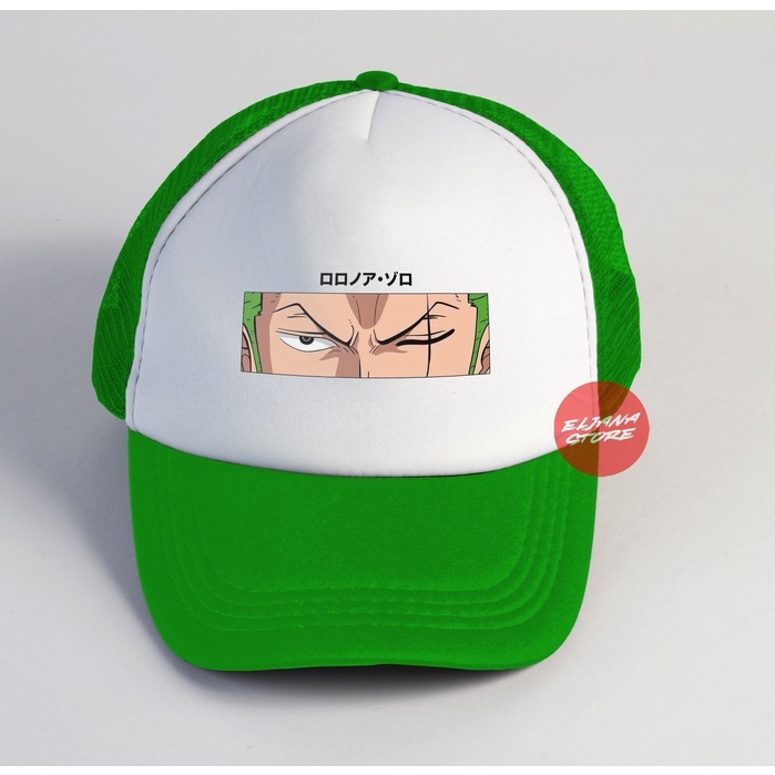 Zoro / One Piece / Topi Jaring Distro / Topi Premium / Topi Sablon / Topi Anime / Topi Trucker / Topi Custom Unisex / Elcustom