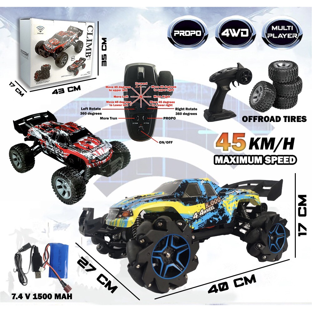 Mainan Mobil Remote Control Stunt King Drift Car 1:10 (4WD Full Propo)