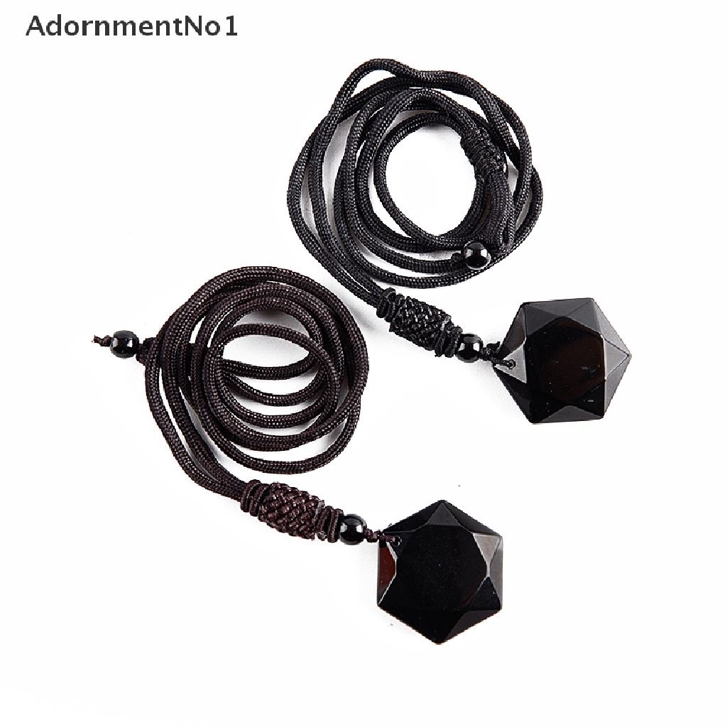 (AdornmentNo1) Kalung Jimat Keberuntungan Bahan Batu Obsidian + Kristal Untuk Wanita