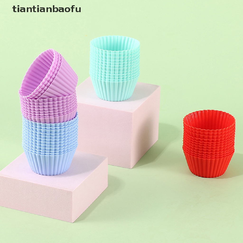 3pcs / set Cetakan Kue Muffin Bentuk Bulat Bahan Silikon Untuk Dekorasi