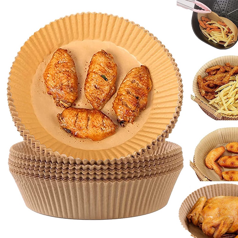 50 Pcs Kertas Alas Baking Air Fryer Sekali Pakai Bentuk Bulat Ukuran 20cm Anti Lengket Untuk Dapur