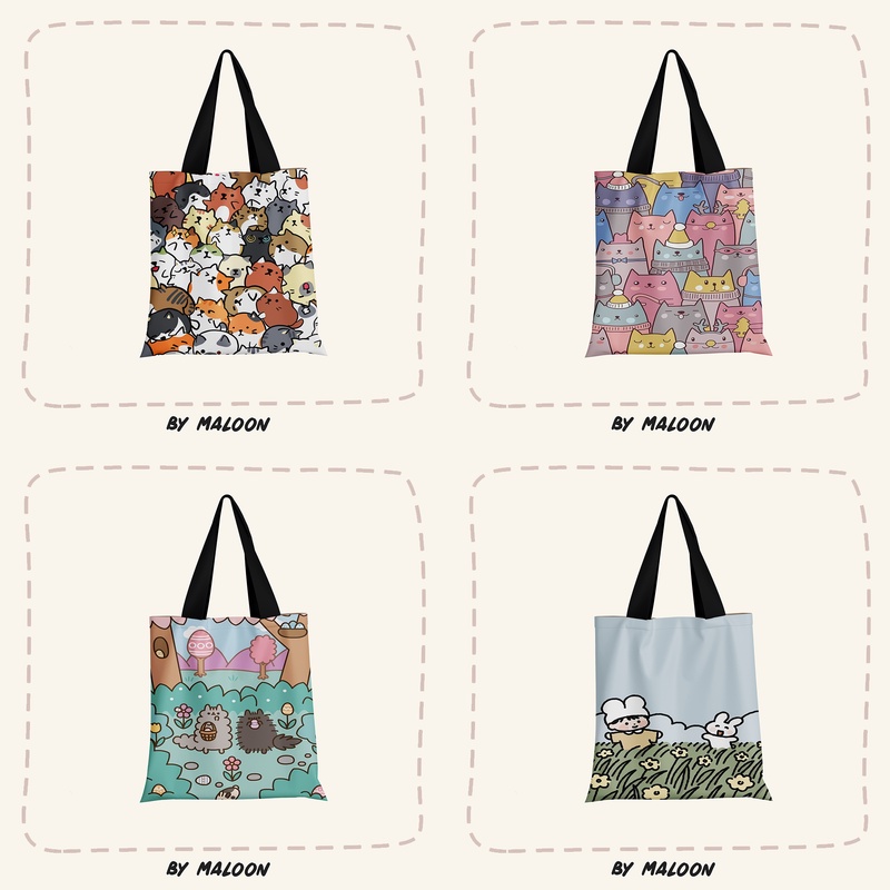 Totebag Motif Karakter Cute Lucu Tote Bag Kanvas Full Print #3