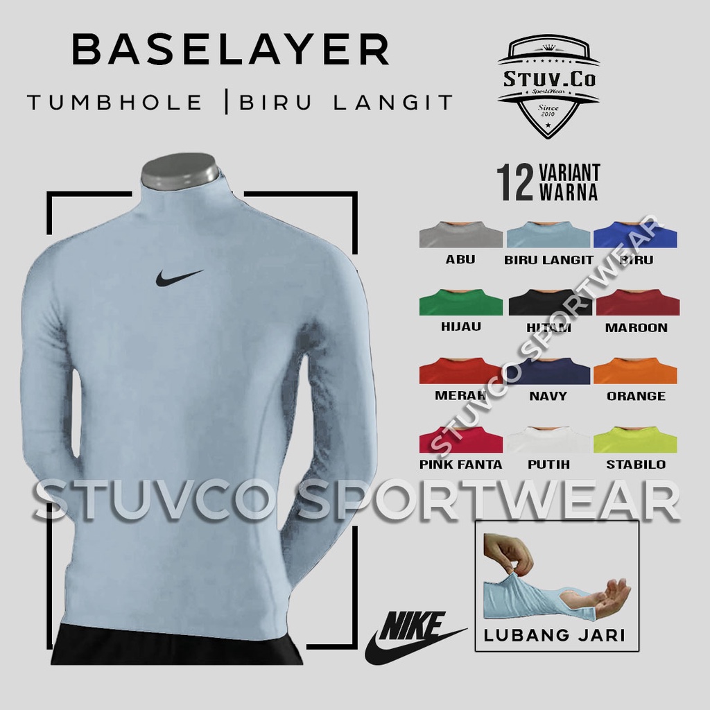 BASELAYER LONGSLEEVE THUMBHOLE LENGAN PANJANG JARI RENANG DIVING HIKING LATIHAN FITNESS PRIA