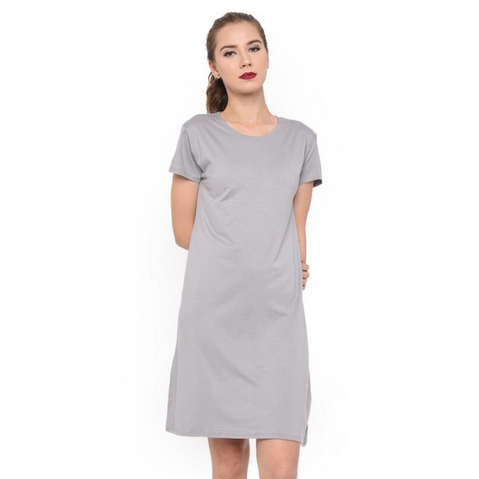 Lemone dress wanita spandek premium 12100040 polos - light grey