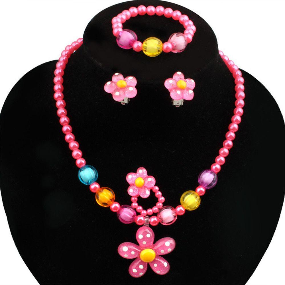 R-flower 5Pcs Set Perhiasan Gelang Bunga Mutiara Artificial Lucu