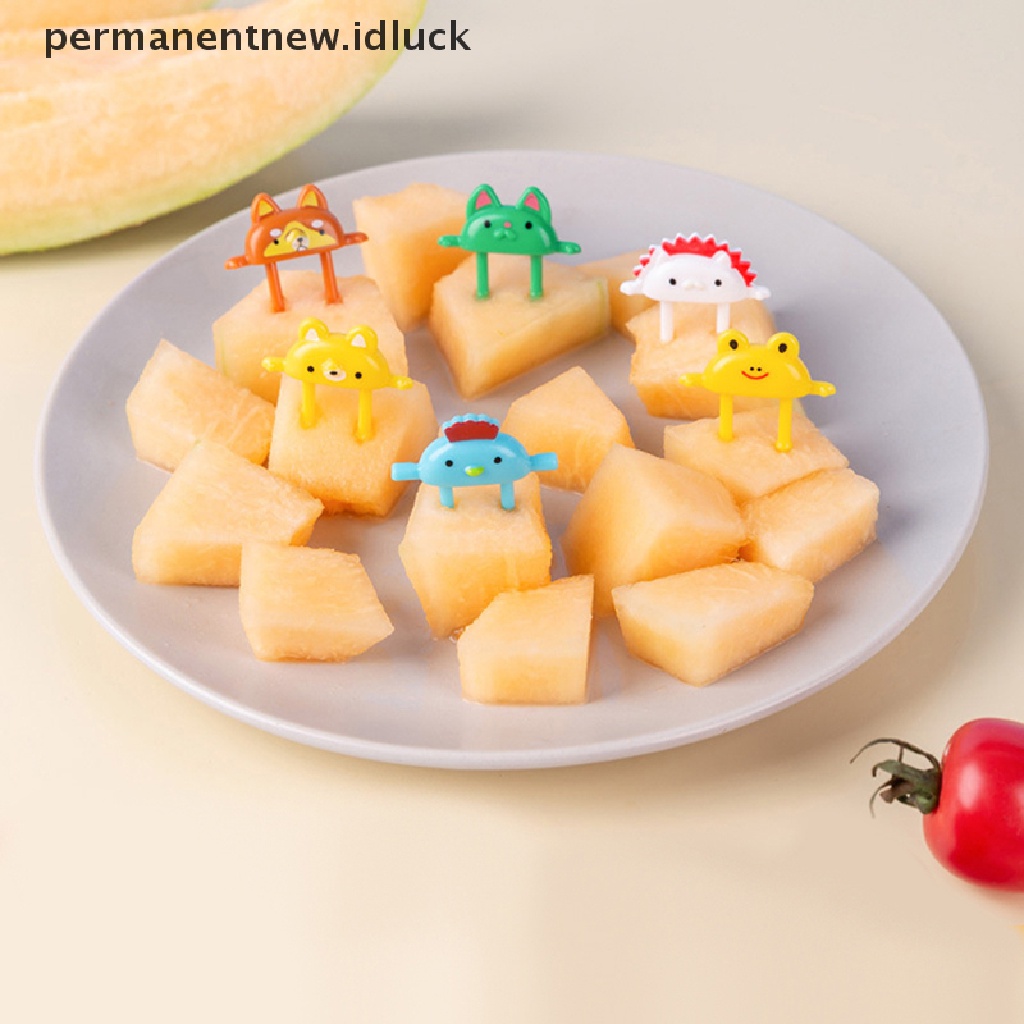 6 Pcs Garpu Buah Desain Kartun Hewan Katak Rubah Untuk Makanan Penutup