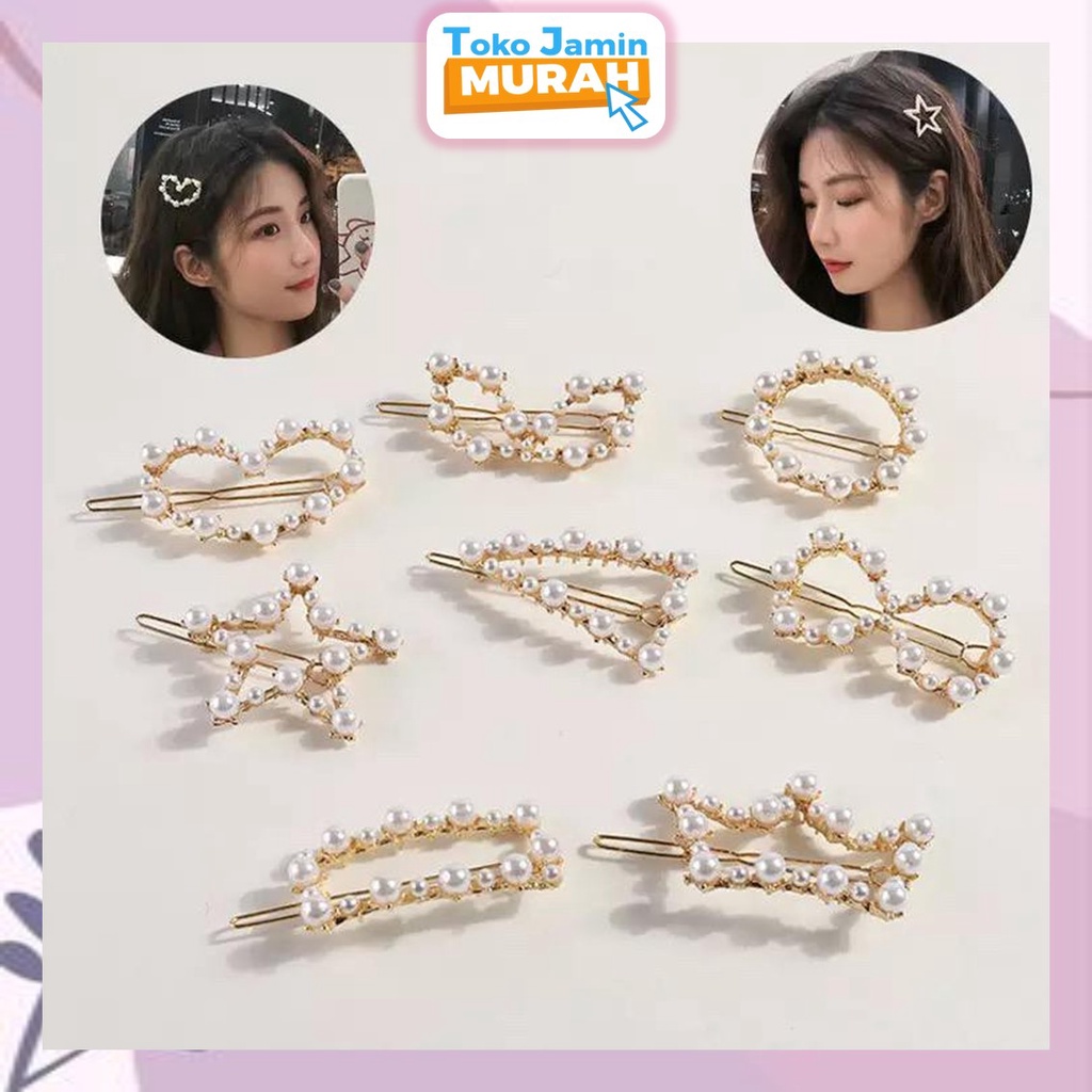 TJM JR155 Jepit Rambut Model Pita Geometri Bahan Alloy Gaya Korea Elegan Untuk Wanita