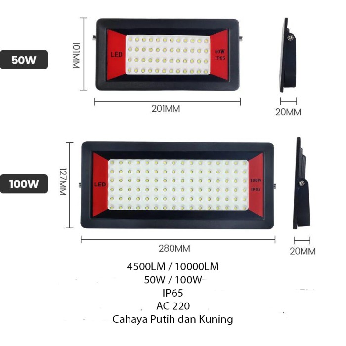 [WS] LAMPU TEMBAK OUTDOOR LAMPU SOROT LED 50w LAMPU LED REKRAME / LAMPU SOROT 100W