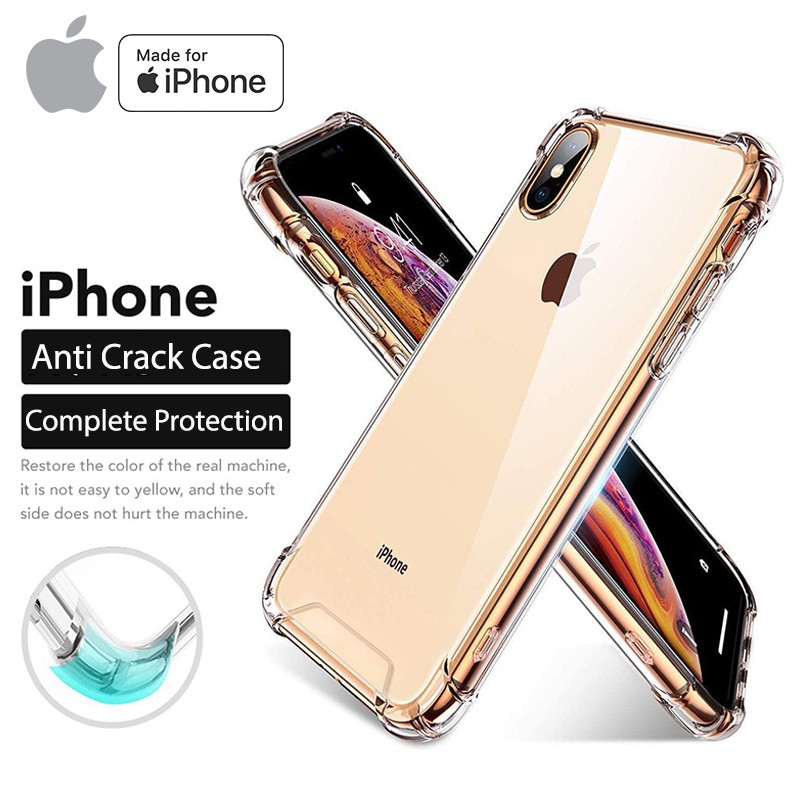 Anti Crack Case iPhone X X Max 11 Pro Max 12 Pro Max dan 13 mini 13 Pro  silicone rubber plastic