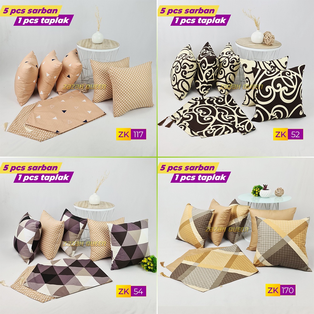 Paket Sarung Bantal Sofa dan Taplak Meja Tamu