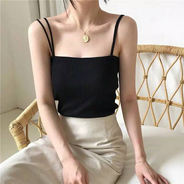 TERMURAH  Tank Top Wanita Korea Knit Tangtop Rajut Tengtop Wanita / Cewek