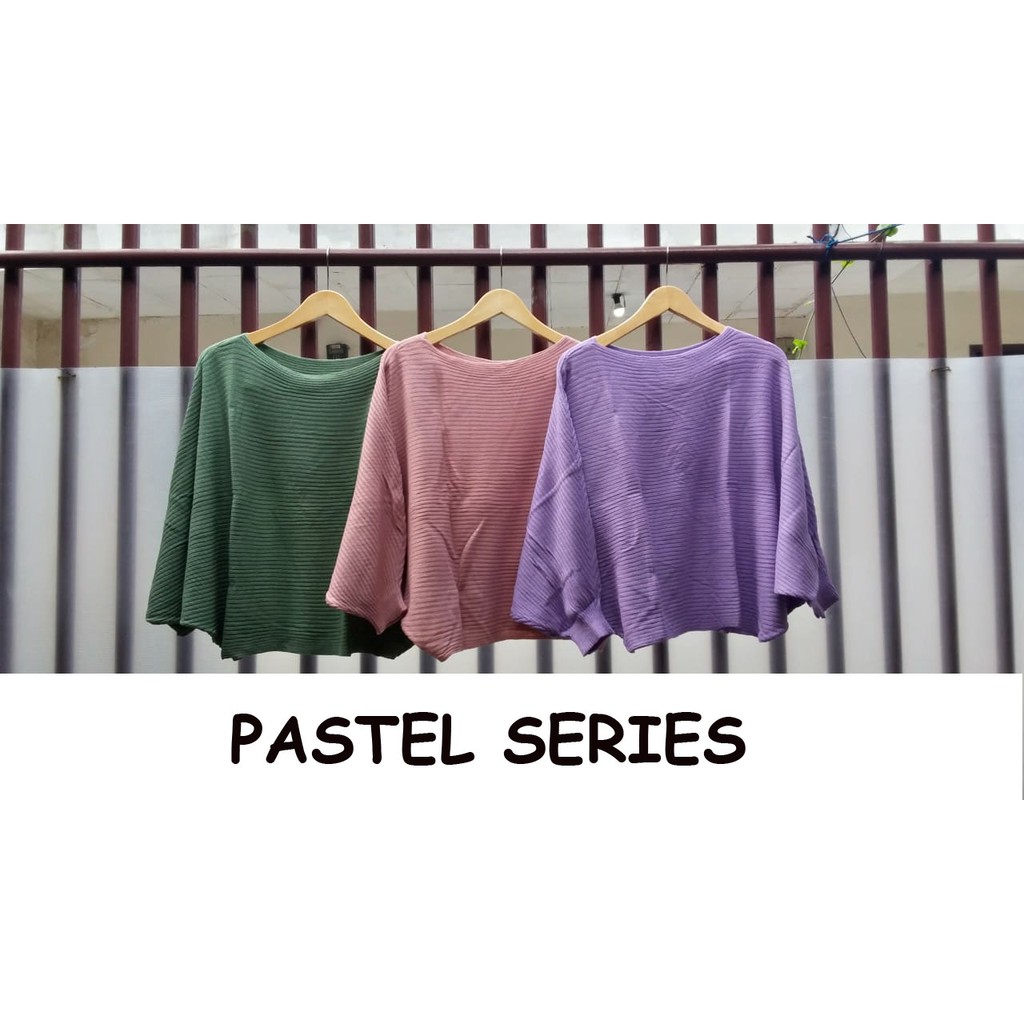 Atasan Rajut Jumbo Wanita Outerwear Blouse Batwing Oversize Lasperal Knit Prily Batwing Kalong Monochrome-7